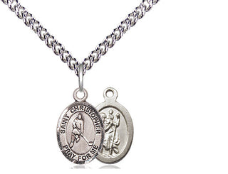Sterling Silver Saint Christopher Ice Hockey Medal Religious and Catholic Jewelry