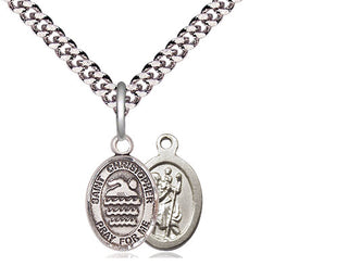 Pewter Saint Christopher Swimming Medal Religious and Catholic Jewelry