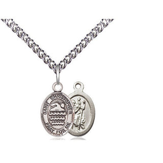 Sterling Silver Saint Christopher Swimming Medal Religious and Catholic Jewelry