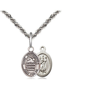 Sterling Silver Saint Christopher Swimming Medal Religious and Catholic Jewelry