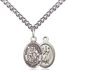 Sterling Silver Saint Christopher Wrestling Medal Religious and Catholic Jewelry