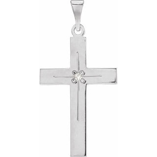 14K White .01 CT Natural Diamond Cross 18" Necklace