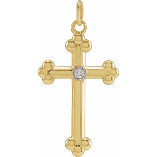 14K Yellow/White .005 CT Natural Diamond Cross Pendant