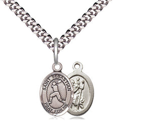 Pewter Saint Sebastian Baseball Medal Religious and Catholic Jewelry