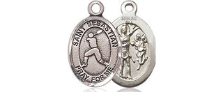 Sterling Silver Saint Sebastian Baseball Medal Religious and Catholic Jewelry