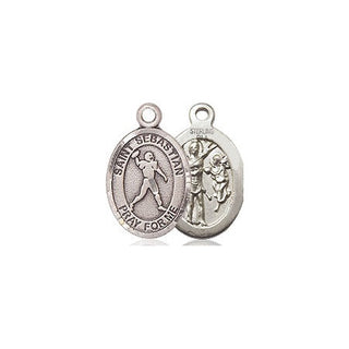 Sterling Silver Saint Sebastian Football Medal Religious and Catholic Jewelry