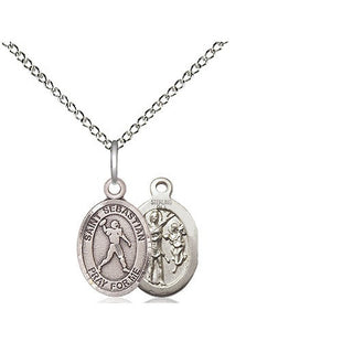Sterling Silver Saint Sebastian Football Medal Religious and Catholic Jewelry