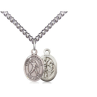 Sterling Silver Saint Sebastian Football Medal Religious and Catholic Jewelry