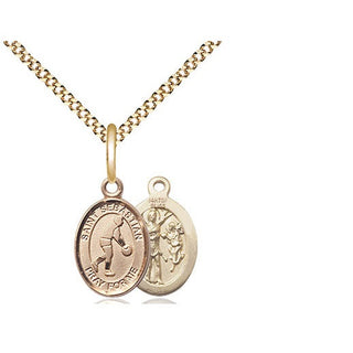 14kt Gold Filled Saint Sebastian Basketball Medal Religious and Catholic Jewelry