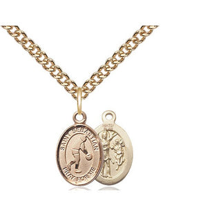 14kt Gold Filled Saint Sebastian Basketball Medal Religious and Catholic Jewelry