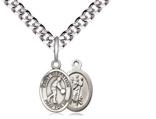 Pewter Saint Sebastian Basketball Medal Religious and Catholic Jewelry