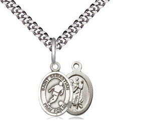 Pewter Saint Sebastian Soccer Medal Religious and Catholic Jewelry