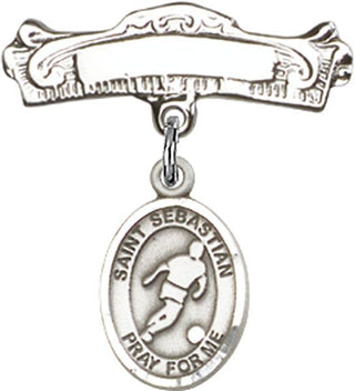 Sterling Silver Badge Pin St. Sebastian/Soccer Baby Badge