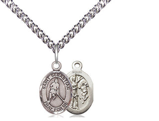 Sterling Silver Saint Sebastian Ice Hockey Medal Religious and Catholic Jewelry