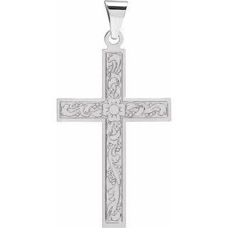14K White 28x18 mm Cross Pendant