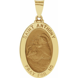 14K Yellow 23x16 mm Oval Hollow Saint Anthony Medal