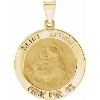 14K Yellow 22 mm Hollow Round Saint Anthony Medal