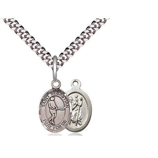 Pewter Saint Sebastian Tennis Medal Religious and Catholic Jewelry