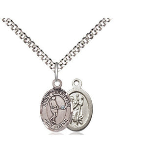 Pewter Saint Sebastian Tennis Medal Religious and Catholic Jewelry