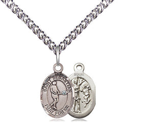 Sterling Silver Saint Sebastian Tennis Medal Religious and Catholic Jewelry