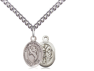 Sterling Silver Saint Sebastian Martial Arts Medal Religious and Catholic Jewelry