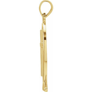 14K Yellow 14x6 mm Fish with Cross Pendant