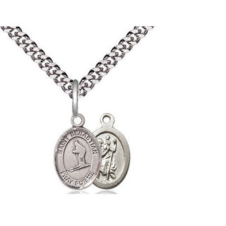 Pewter Saint Sebastian Skiing Medal Religious and Catholic Jewelry