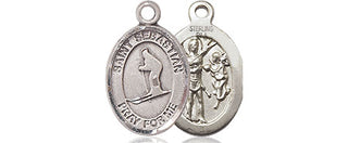 Sterling Silver Saint Sebastian Skiing Medal Religious and Catholic Jewelry