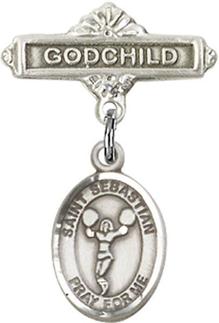 Sterling Silver Godchild St. Sebastian/Cheerleading Baby Badge