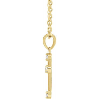 14K Yellow .07 CTW Natural Diamond Cross 16-18" Necklace