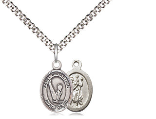Pewter Saint Sebastian Gymnastics Medal Religious and Catholic Jewelry