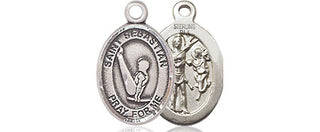 Sterling Silver Saint Sebastian Gymnastics Medal Religious and Catholic Jewelry