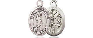 Sterling Silver Saint Sebastian Lacrosse Medal Religious and Catholic Jewelry
