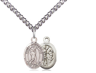 Sterling Silver Saint Sebastian Lacrosse Medal Religious and Catholic Jewelry