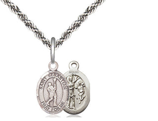 Sterling Silver Saint Sebastian Lacrosse Medal Religious and Catholic Jewelry