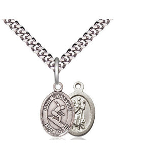Pewter Saint Sebastian Surfing Medal Religious and Catholic Jewelry