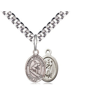Pewter Saint Sebastian Surfing Medal Religious and Catholic Jewelry