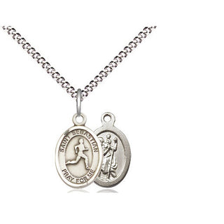 Pewter Saint Sebastian Track and Field Medal Religious and Catholic Jewelry