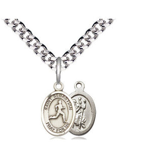 Pewter Saint Sebastian Track and Field Medal Religious and Catholic Jewelry