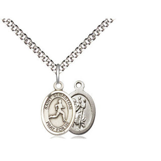 Pewter Saint Sebastian Track and Field Medal Religious and Catholic Jewelry