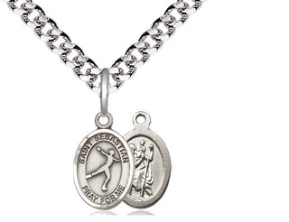 Pewter Saint Sebastian Figure Skating Medal Religious and Catholic Jewelry