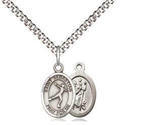 Pewter Saint Sebastian Figure Skating Medal Religious and Catholic Jewelry