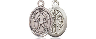 Sterling Silver Saint Sebastian Field Hockey Medal Religious and Catholic Jewelry
