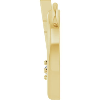 14K Yellow .0025 CT Natural Diamond Heart & Cross Necklace Center