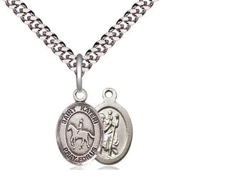 Pewter Saint Kateri Equestrian Medal Religious and Catholic Jewelry