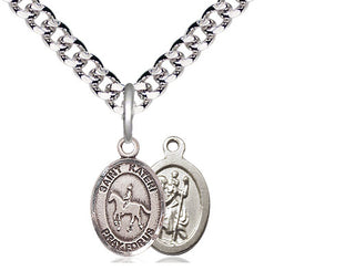 Pewter Saint Kateri Equestrian Medal Religious and Catholic Jewelry