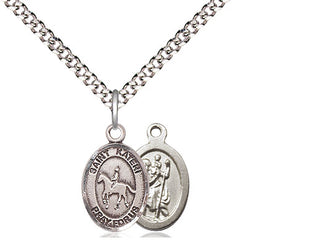 Pewter Saint Kateri Equestrian Medal Religious and Catholic Jewelry