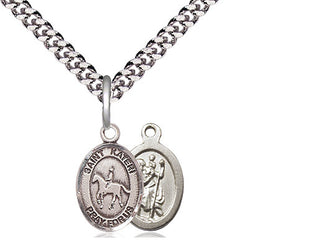 Pewter Saint Kateri Equestrian Medal Religious and Catholic Jewelry