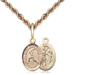 14kt Gold Filled Saint Sebastian  Softball Medal Religious and Catholic Jewelry