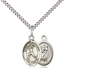 Pewter Saint Sebastian  Softball Medal Religious and Catholic Jewelry